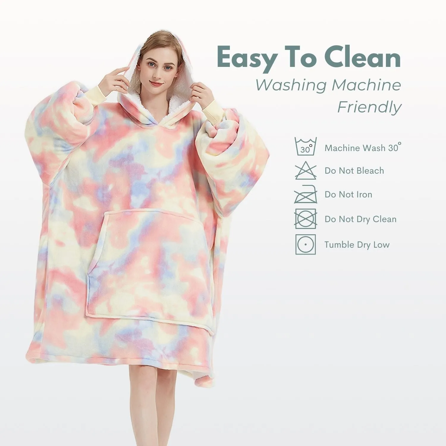 Hoodie Blanket Adult Tie-Dyed Beige