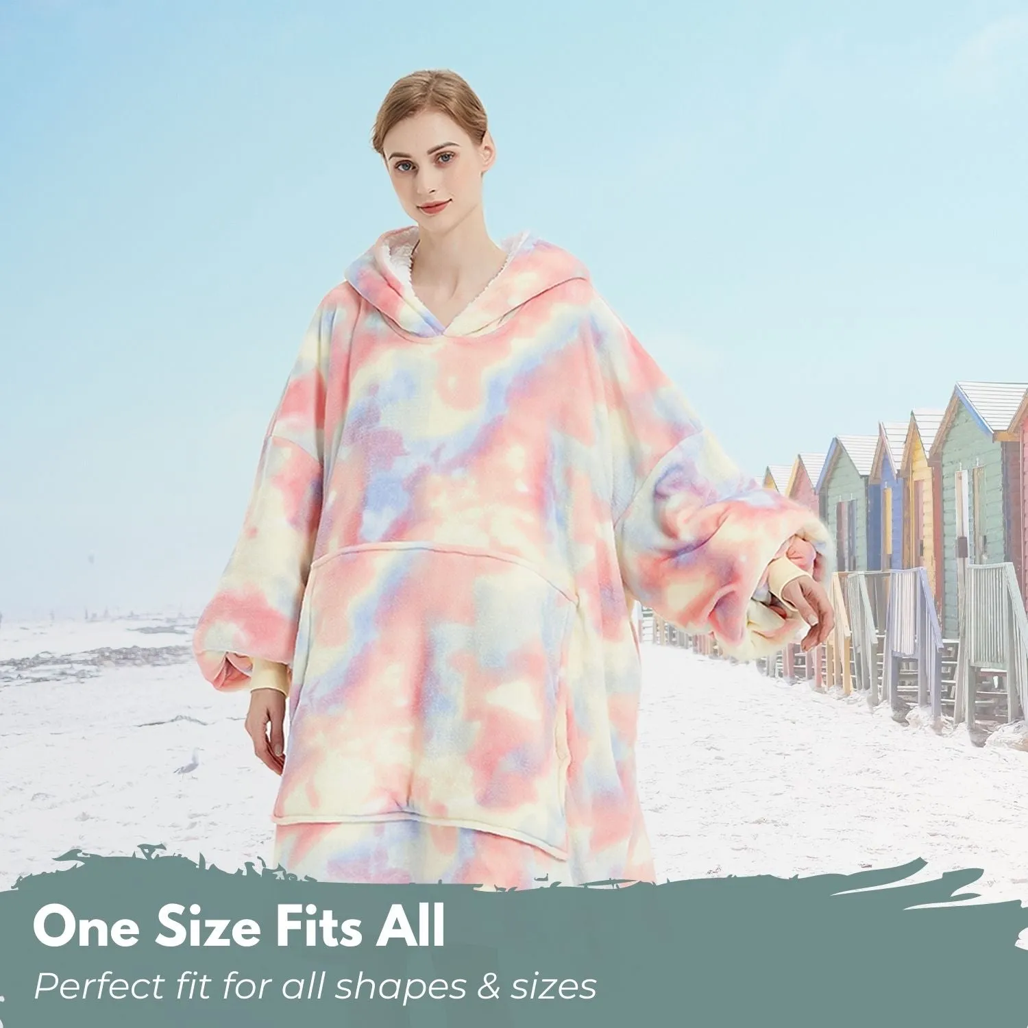Hoodie Blanket Adult Tie-Dyed Beige