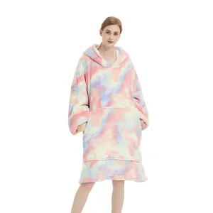 Hoodie Blanket Adult Tie-Dyed Beige
