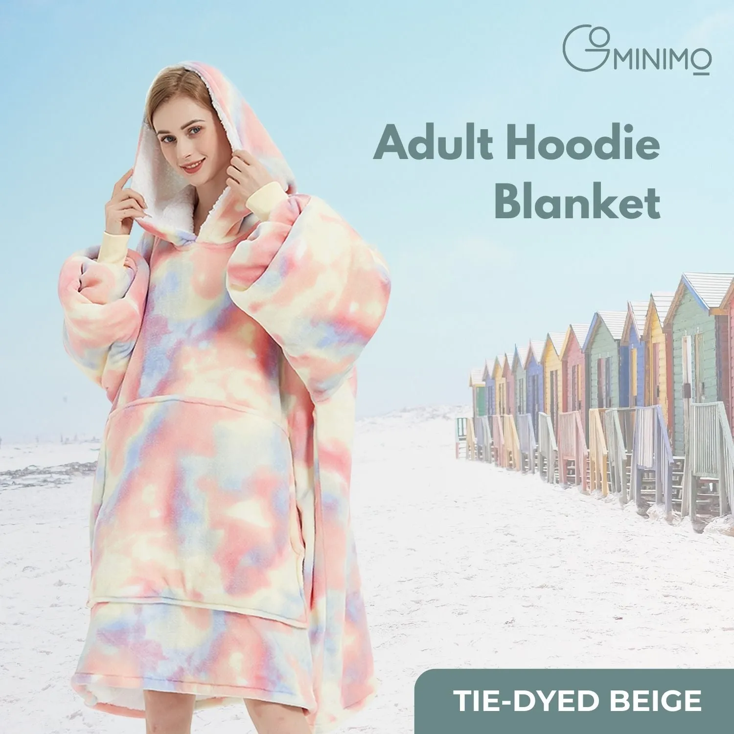 Hoodie Blanket Adult Tie-Dyed Beige
