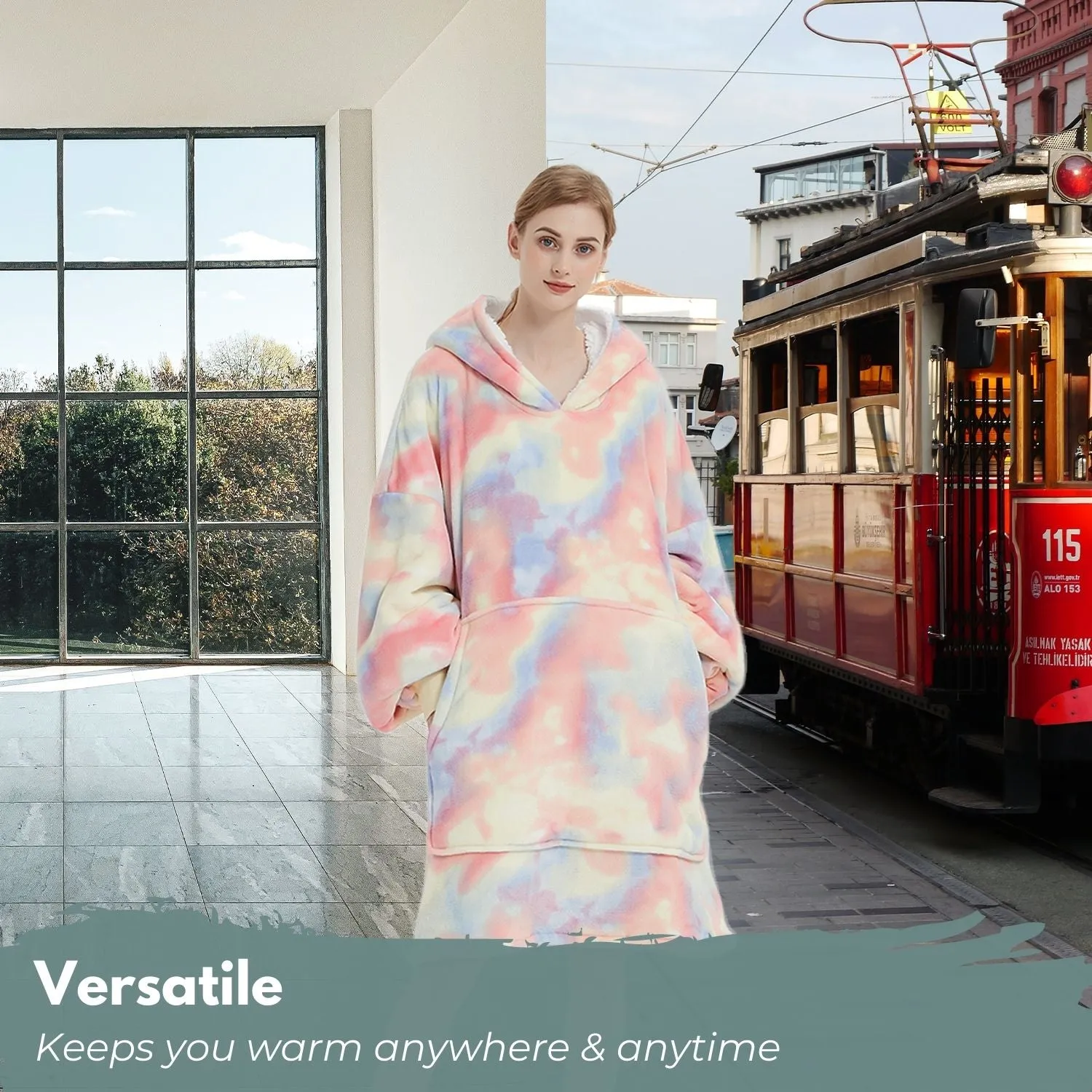 Hoodie Blanket Adult Tie-Dyed Beige
