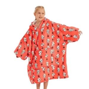 Hoodie Blanket (Kids Cat Red)