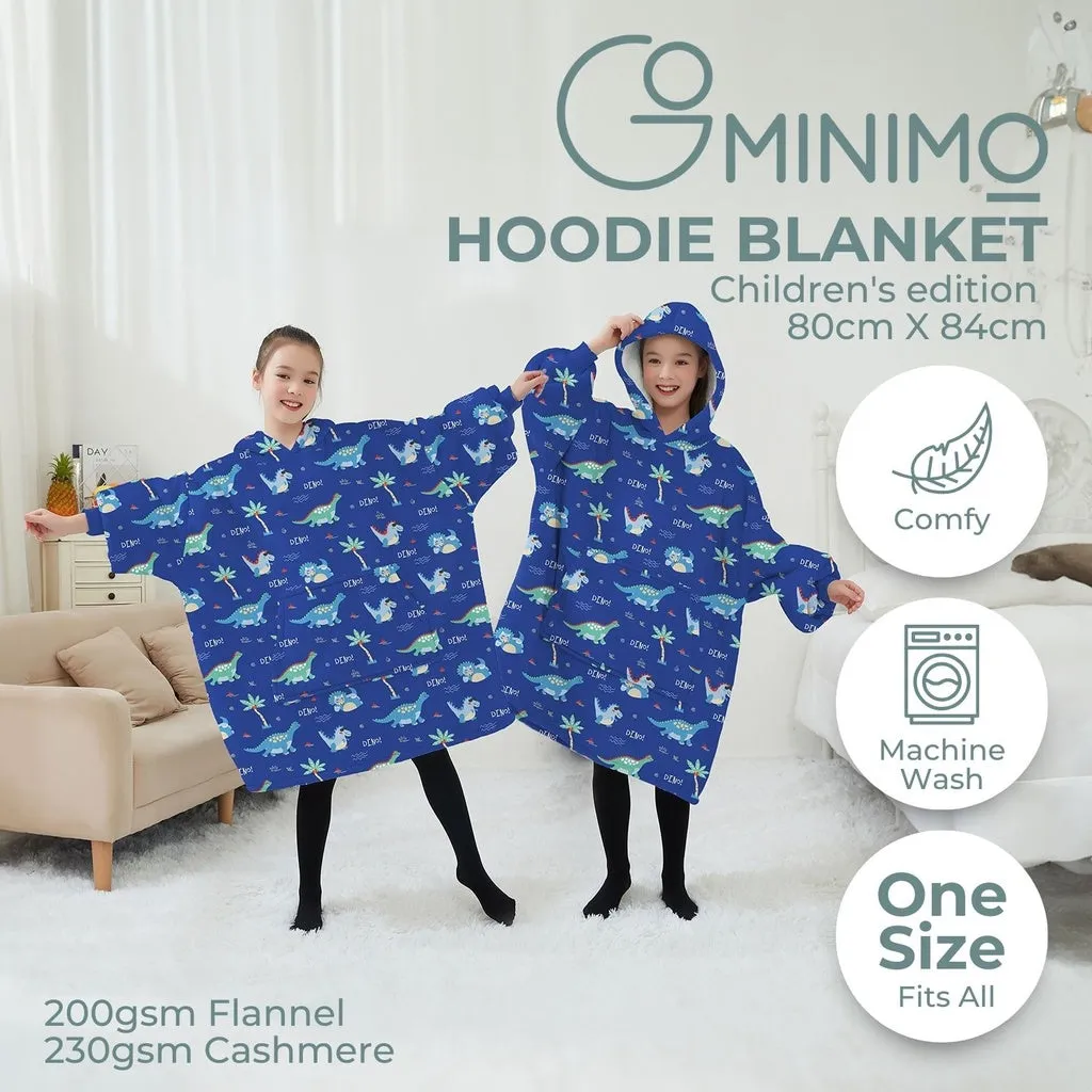Hoodie Blanket (Kids Dinosaur Dark blue)