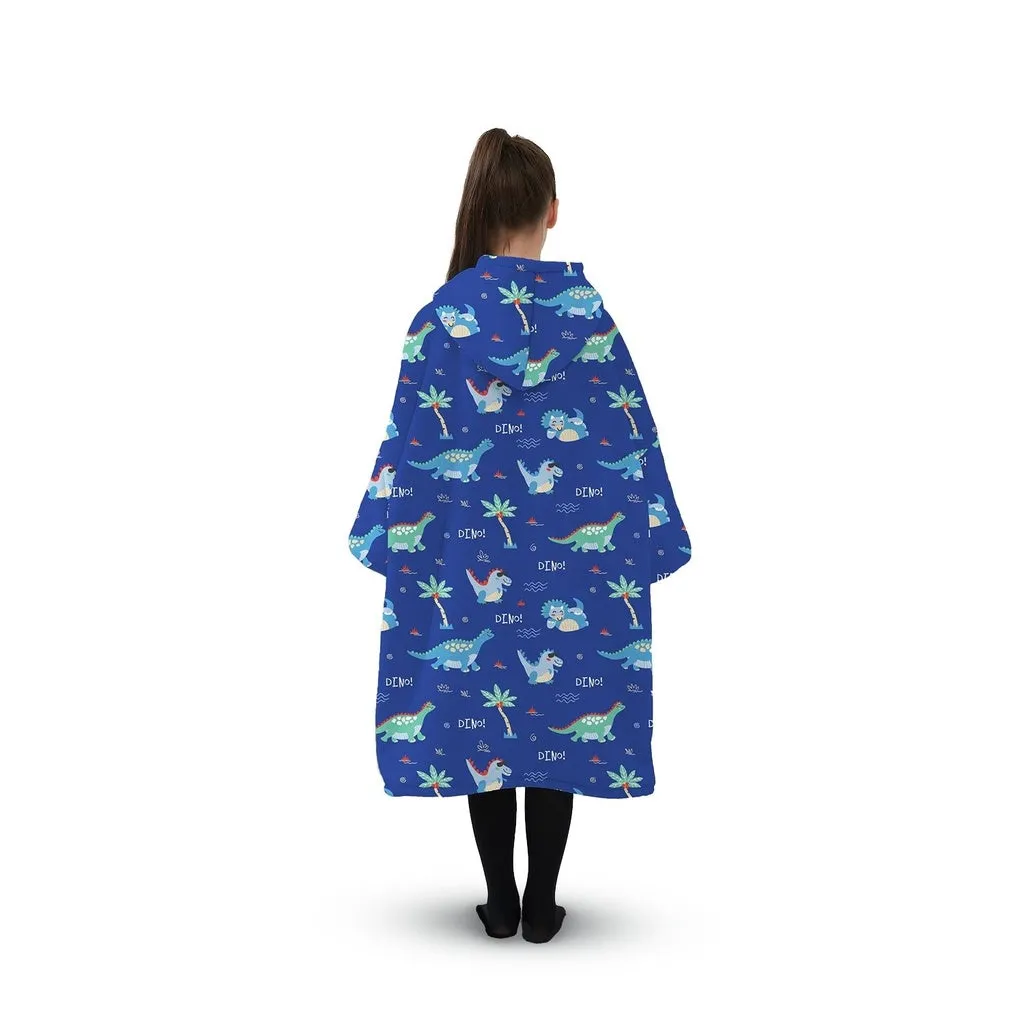 Hoodie Blanket (Kids Dinosaur Dark blue)
