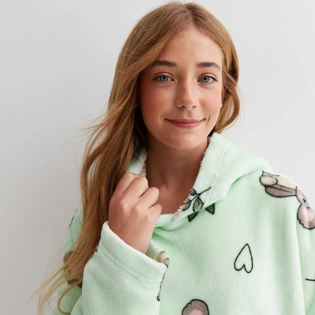 Hoodie Blanket Kids Koala Bear Green