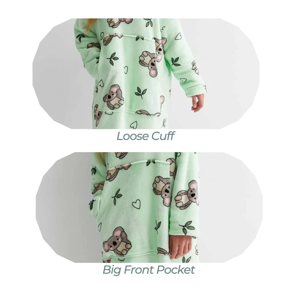 Hoodie Blanket Kids Koala Bear Green