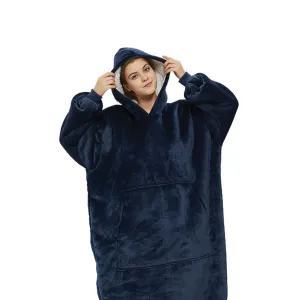 Hoodie Blanket Long Navy Blue