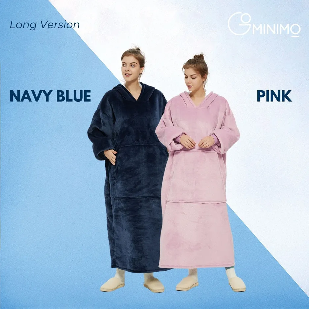 Hoodie Blanket Long Navy Blue