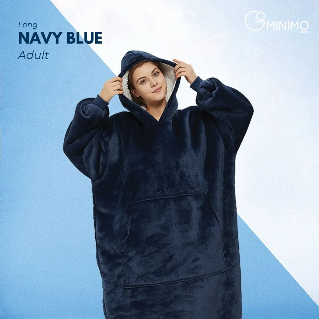 Hoodie Blanket Long Navy Blue