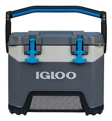Igloo BMX 25 Quart Cooler with Cool Riser Technology, Fish Ruler, and Tie-Down Points - 11.29 Pounds - Carbonite Gray and Blue