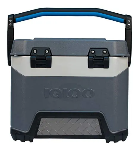 Igloo BMX 25 Quart Cooler with Cool Riser Technology, Fish Ruler, and Tie-Down Points - 11.29 Pounds - Carbonite Gray and Blue