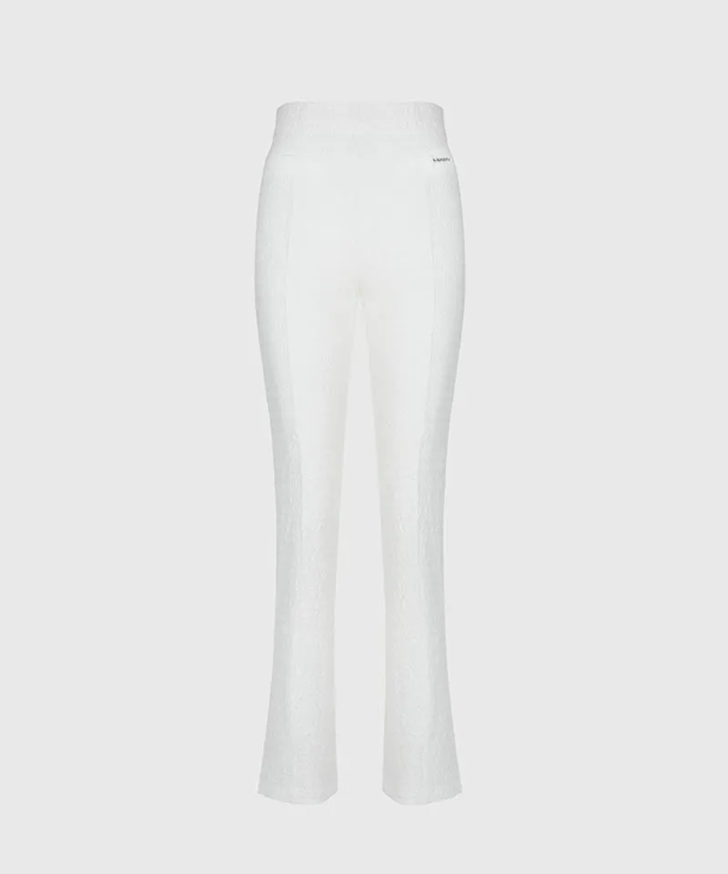 KANDINI Seersucker Stretch Slit Pants - White