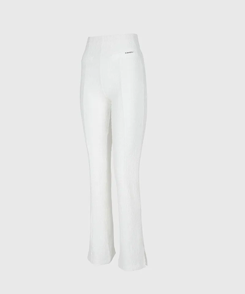 KANDINI Seersucker Stretch Slit Pants - White