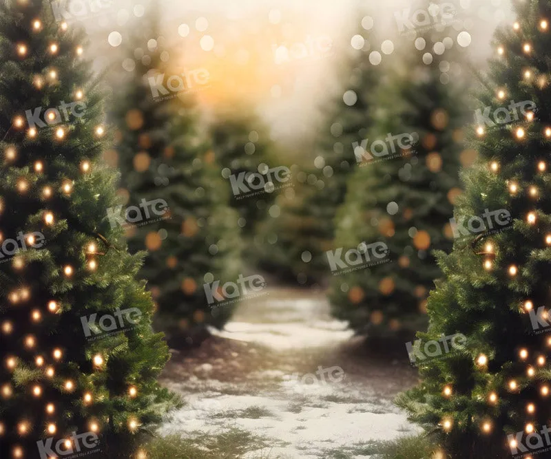 Kate Christmas Outdoor Trees Snow Backdrop for Photography