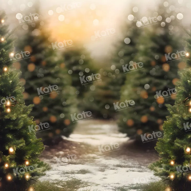 Kate Christmas Outdoor Trees Snow Backdrop for Photography