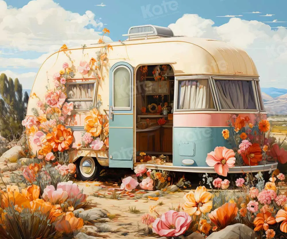 Kate Outdoor Spring Flower Cart Backdrop Designed by GQ
