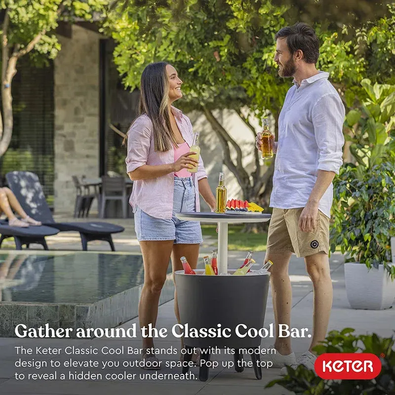 Keter 32 Qt. 2 in 1 Side Table and Bar. Weather Resistant, 20 litre beverage storage capacity to handle up to 60 cans or 40 bottles of water with ice Retails $190 