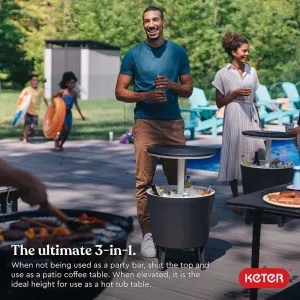Keter 32 Qt. 2 in 1 Side Table and Bar. Weather Resistant, 20 litre beverage storage capacity to handle up to 60 cans or 40 bottles of water with ice Retails $190 