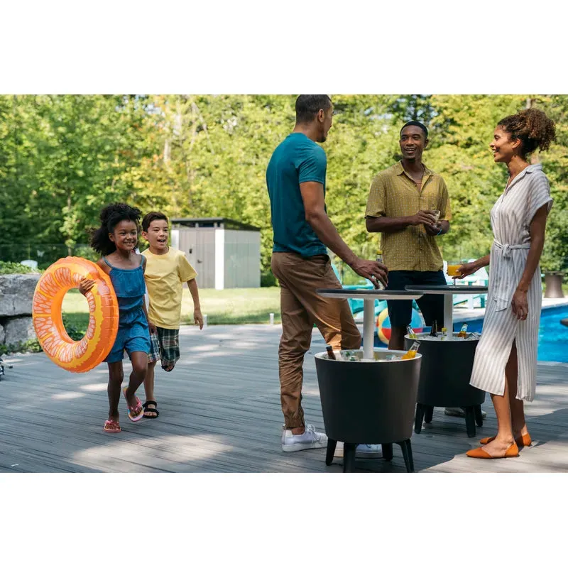 Keter 32 Qt. 2 in 1 Side Table and Bar. Weather Resistant, 20 litre beverage storage capacity to handle up to 60 cans or 40 bottles of water with ice Retails $190 