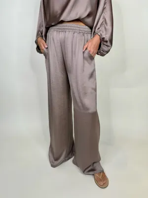 KLD Stretch Satin Wide Leg Pant