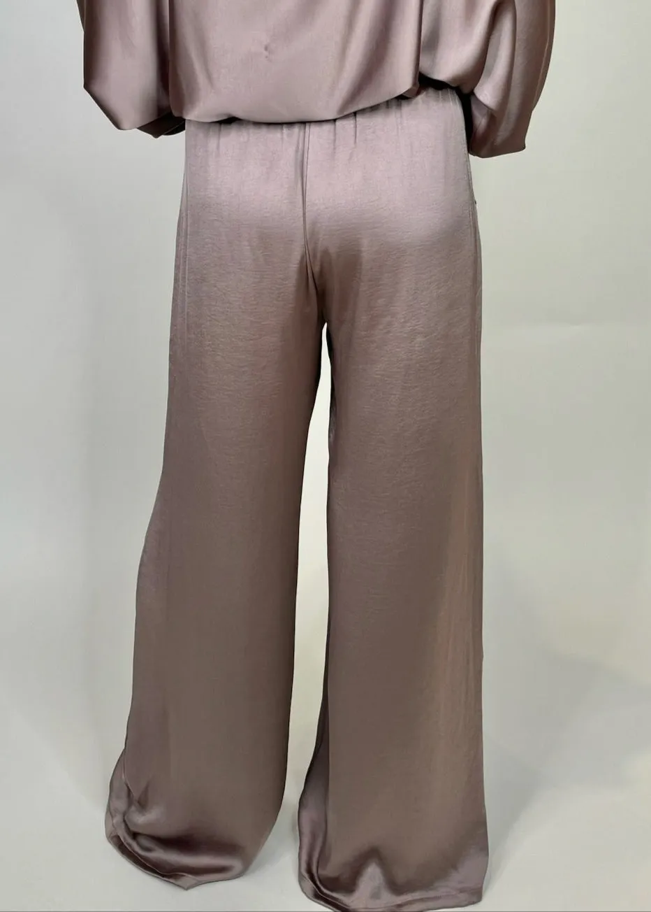 KLD Stretch Satin Wide Leg Pant