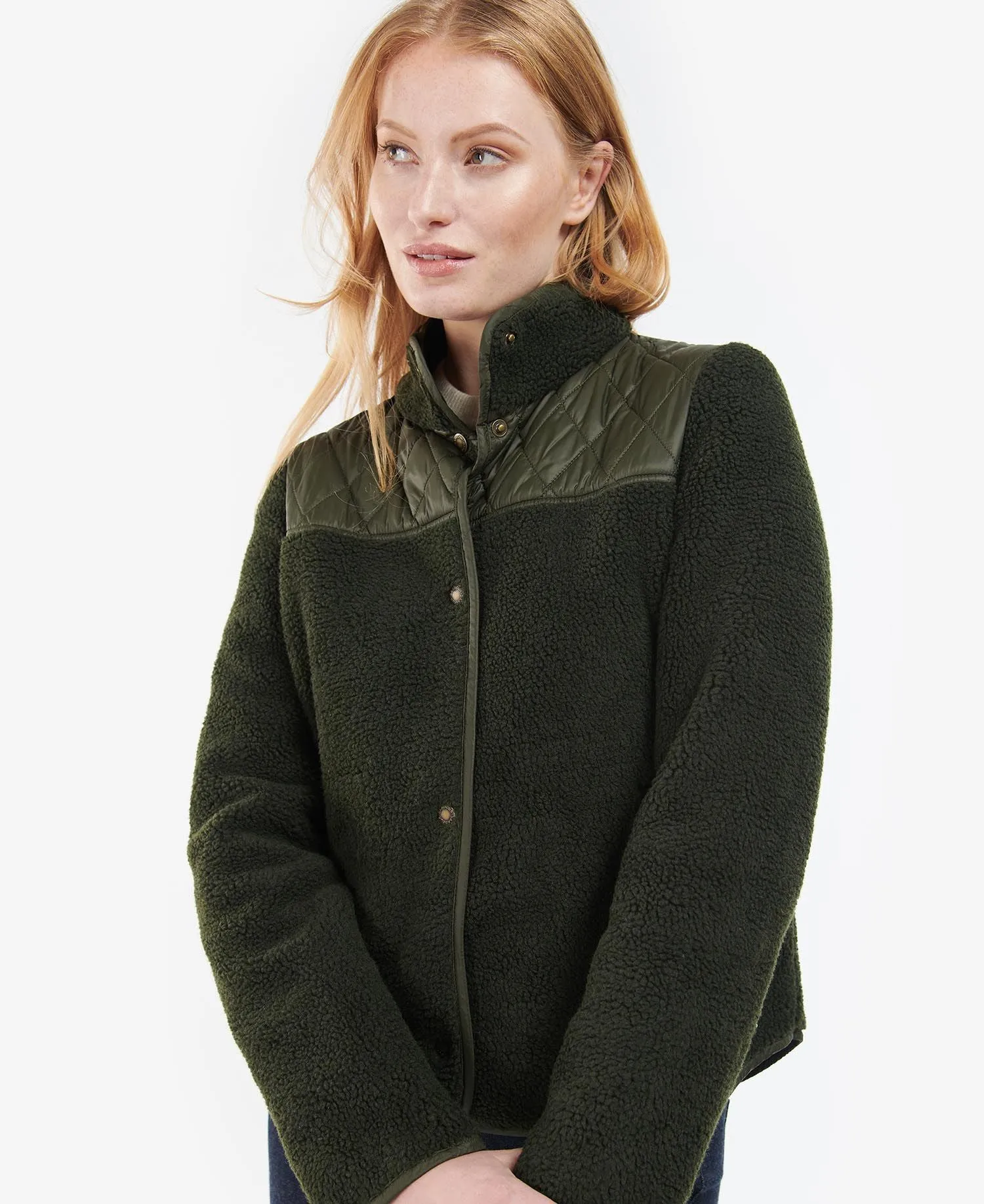LADIES BARBOUR ASPEN FLEECE JACKET - OLIVE