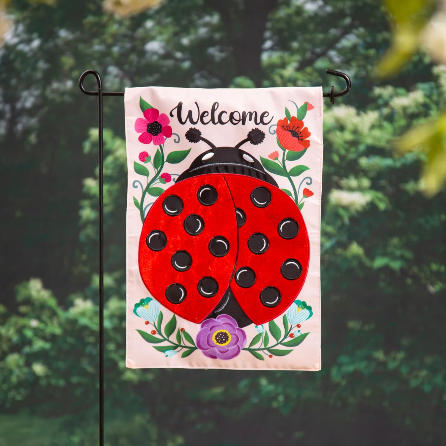 Ladybug Applique Garden Flag,169686