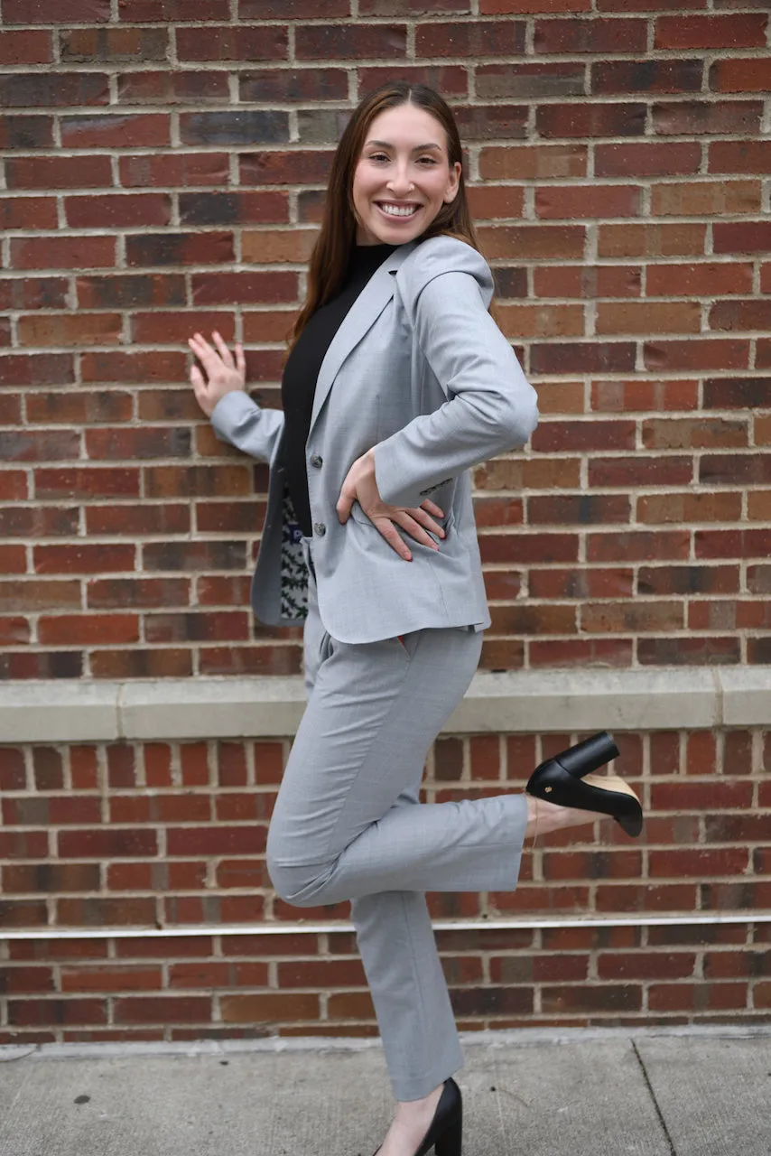 Light Gray Stretch Feminine Cut Premium Suit Pants