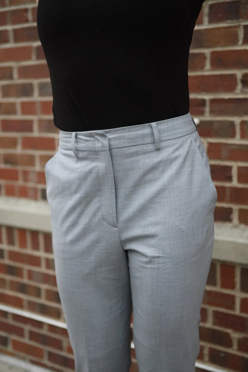 Light Gray Stretch Feminine Cut Premium Suit Pants