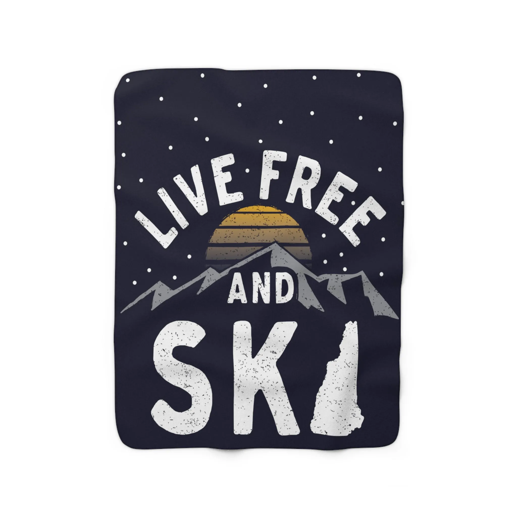 Live Free And Ski Sherpa Fleece Blanket