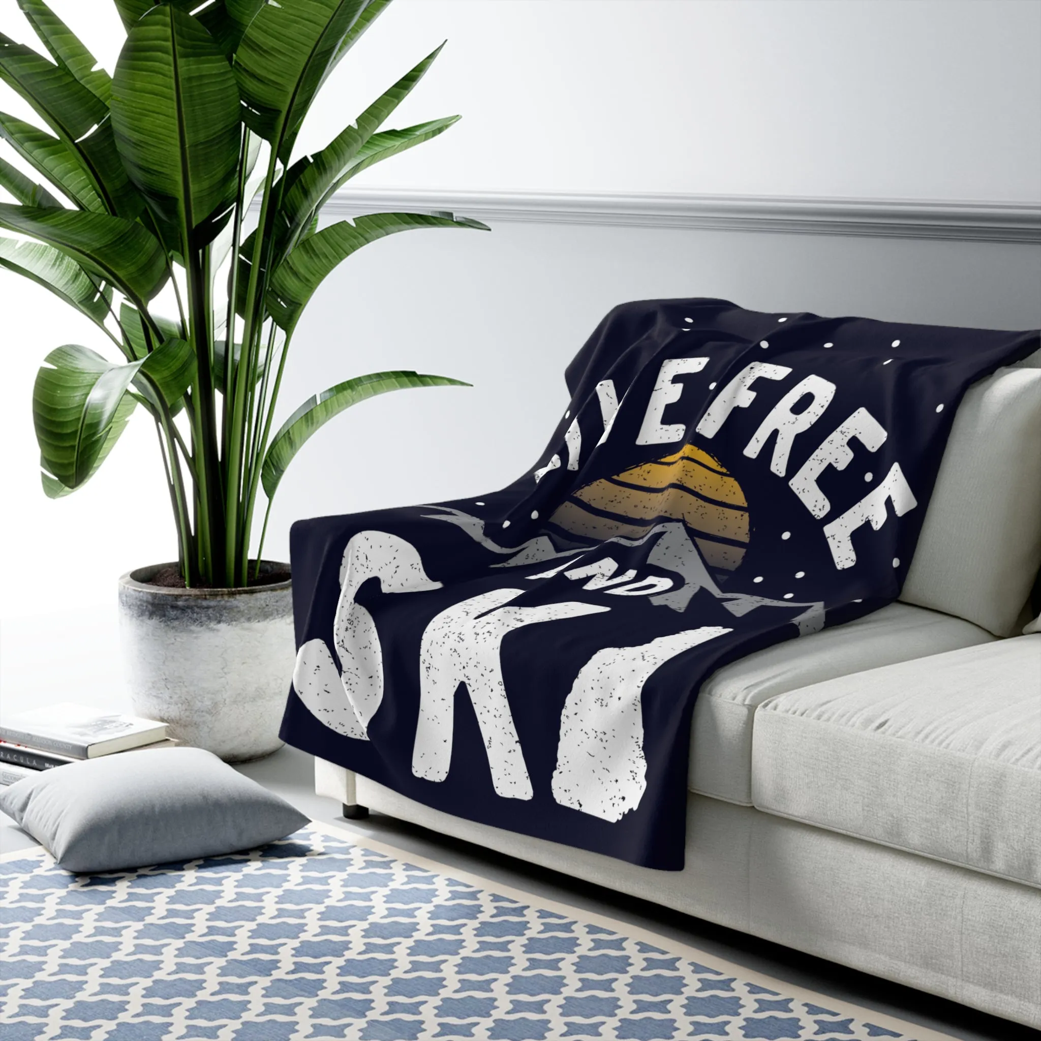 Live Free And Ski Sherpa Fleece Blanket