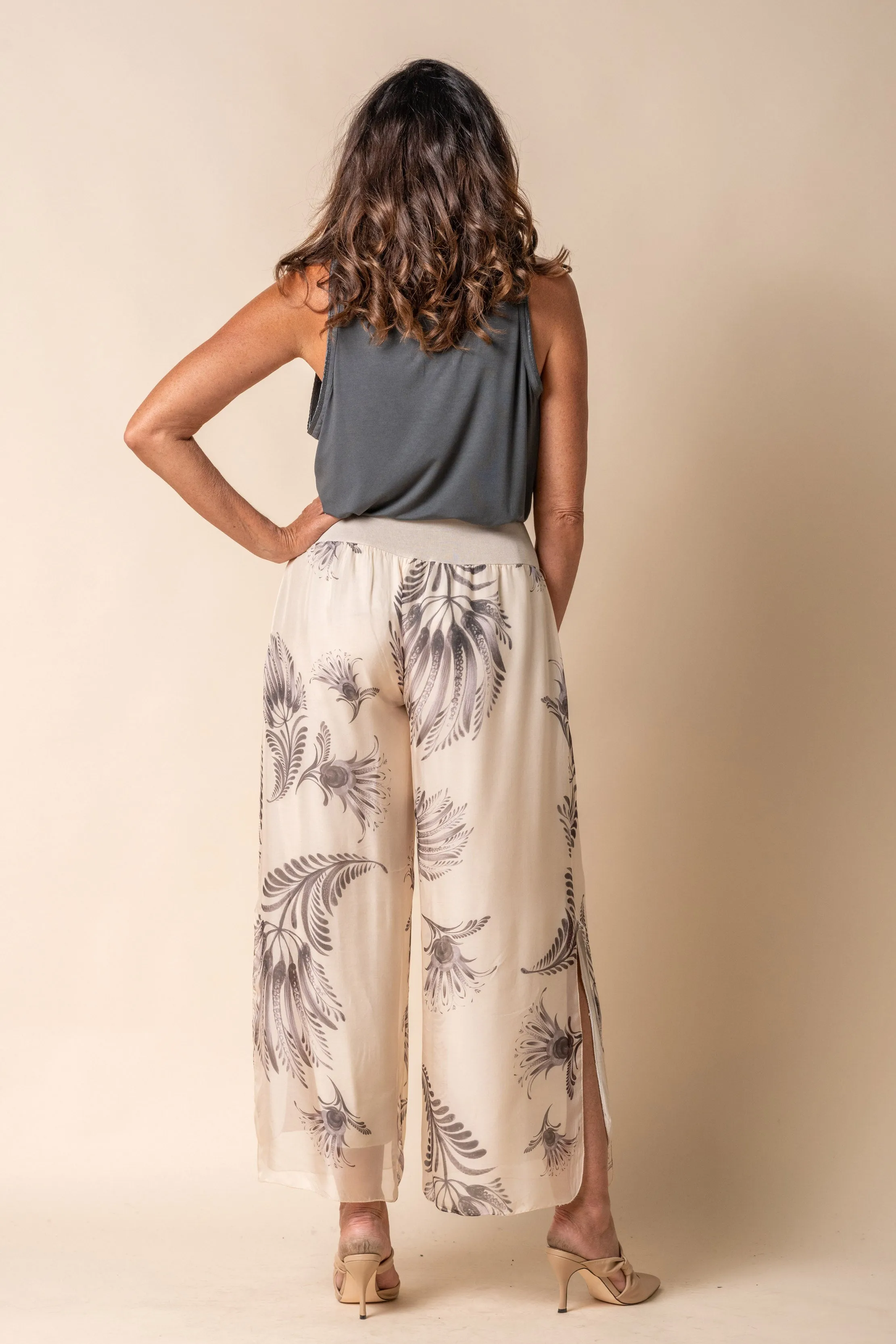 Lucia Silk Pants in Latte