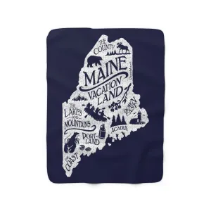 Maine Vacationland Sherpa Fleece Blanket