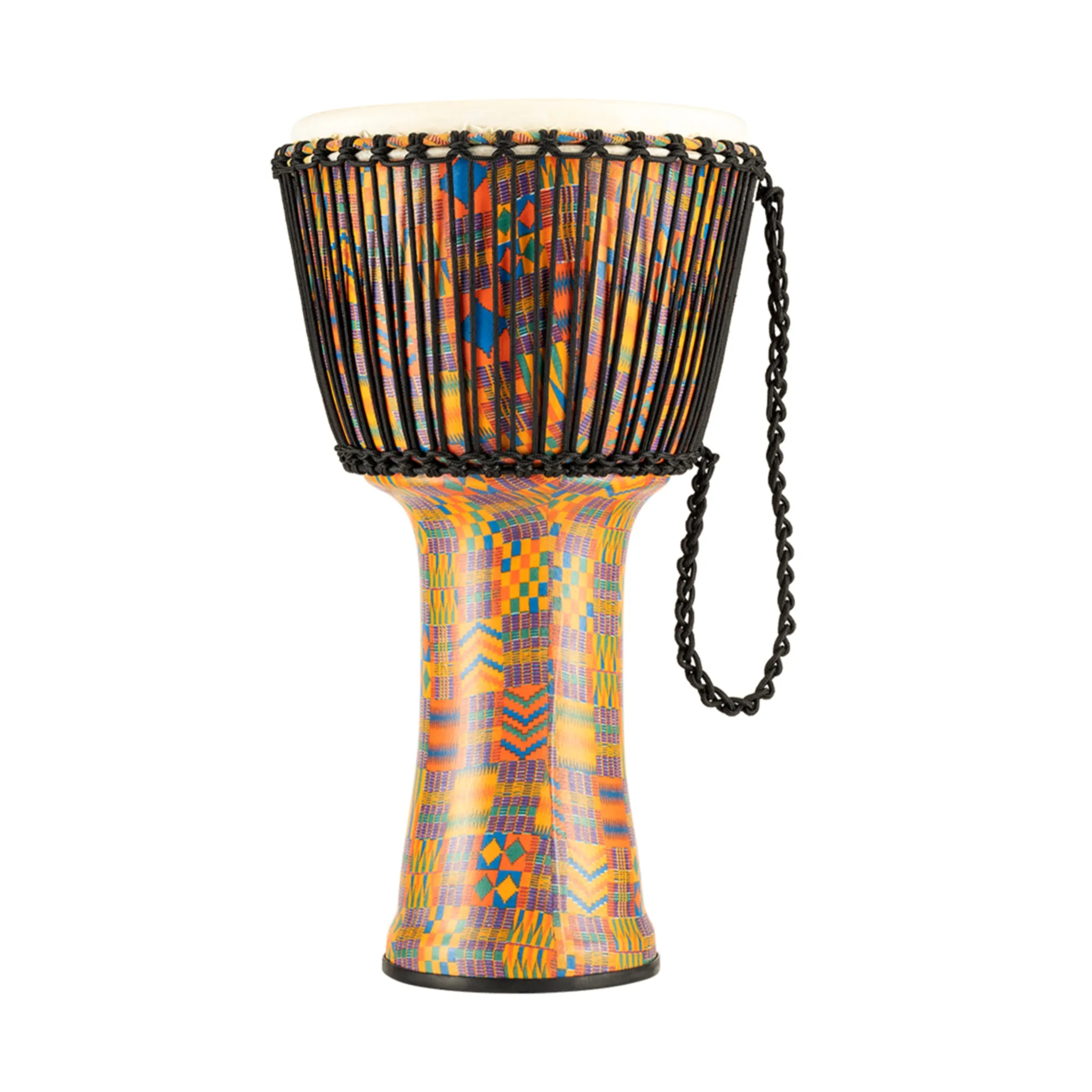 MEINL Percussion PADJ2-XL-G 14inch Rope Tuned Travel Series Djembe, Goat Head, Kenyan Quilt