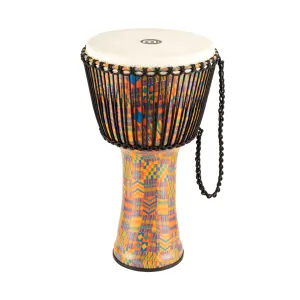 MEINL Percussion PADJ2-XL-G 14inch Rope Tuned Travel Series Djembe, Goat Head, Kenyan Quilt