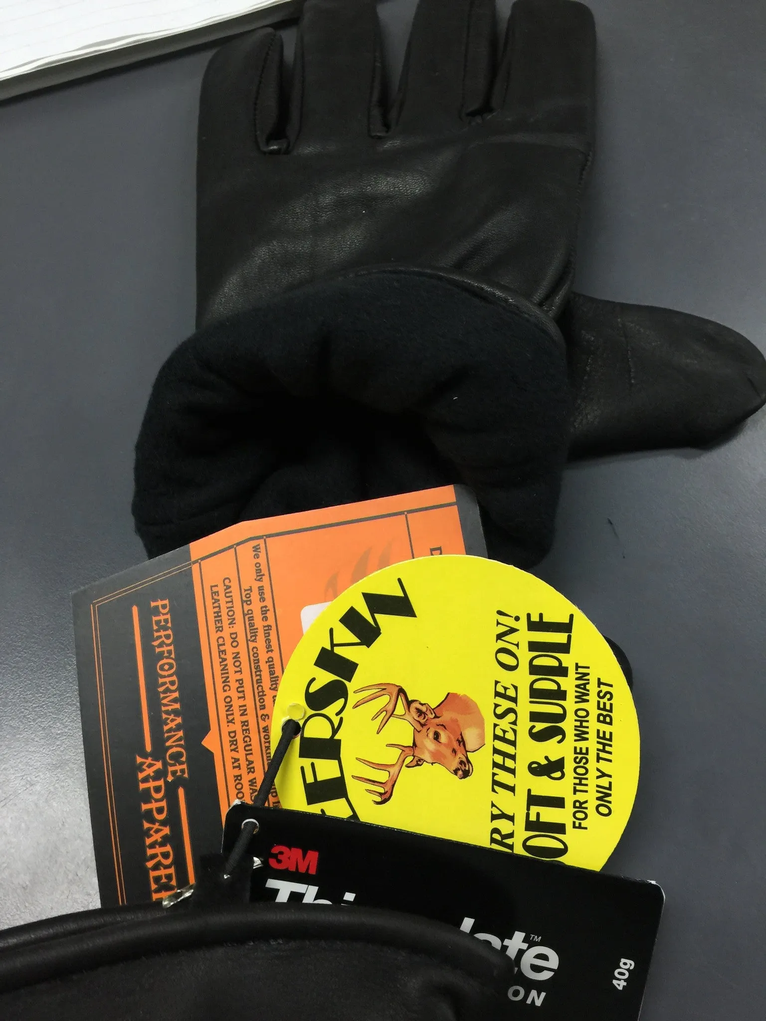 Men's Deer skin police style thermal lined american deer skin gloves