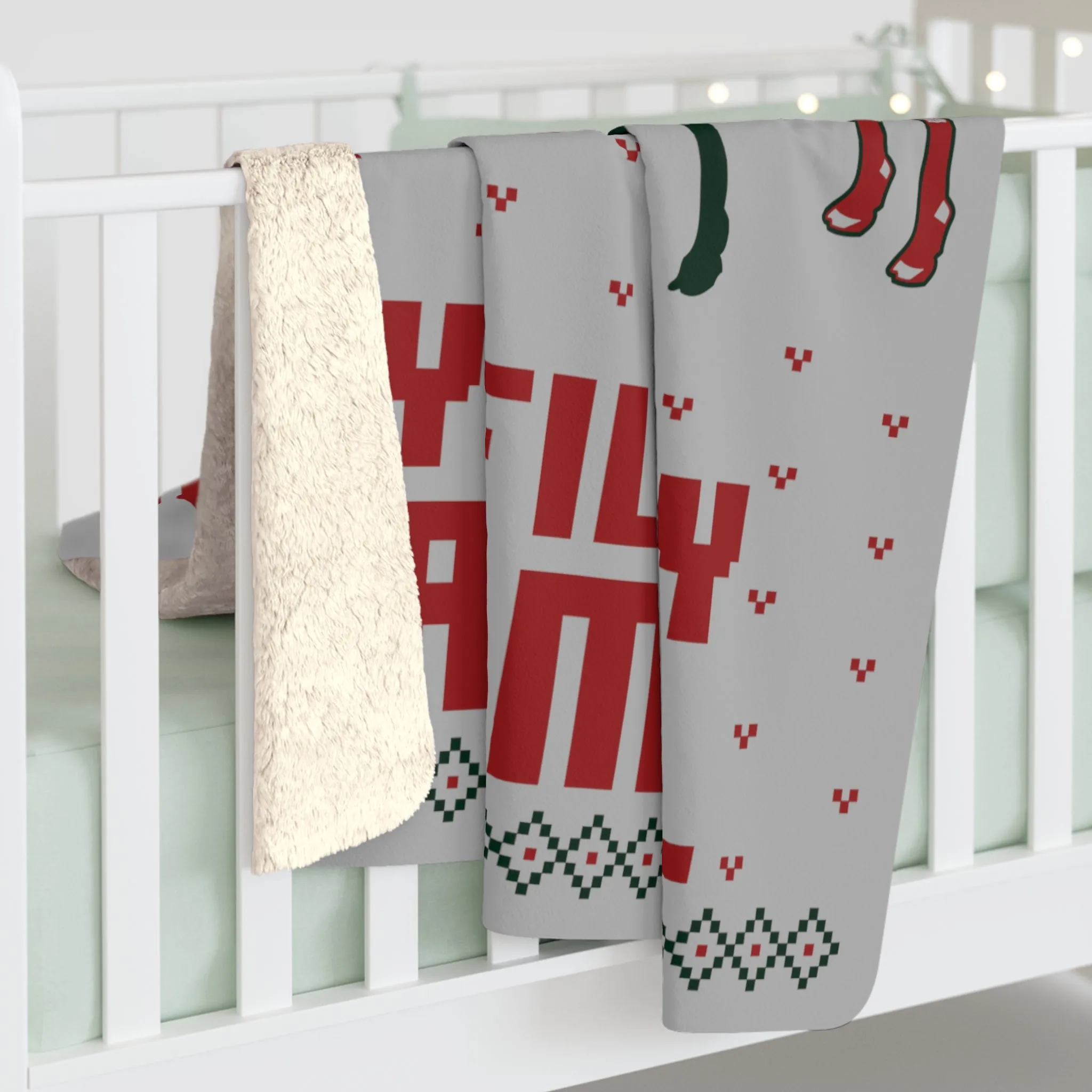 Merry X-Mas Moose Sherpa Fleece Blanket
