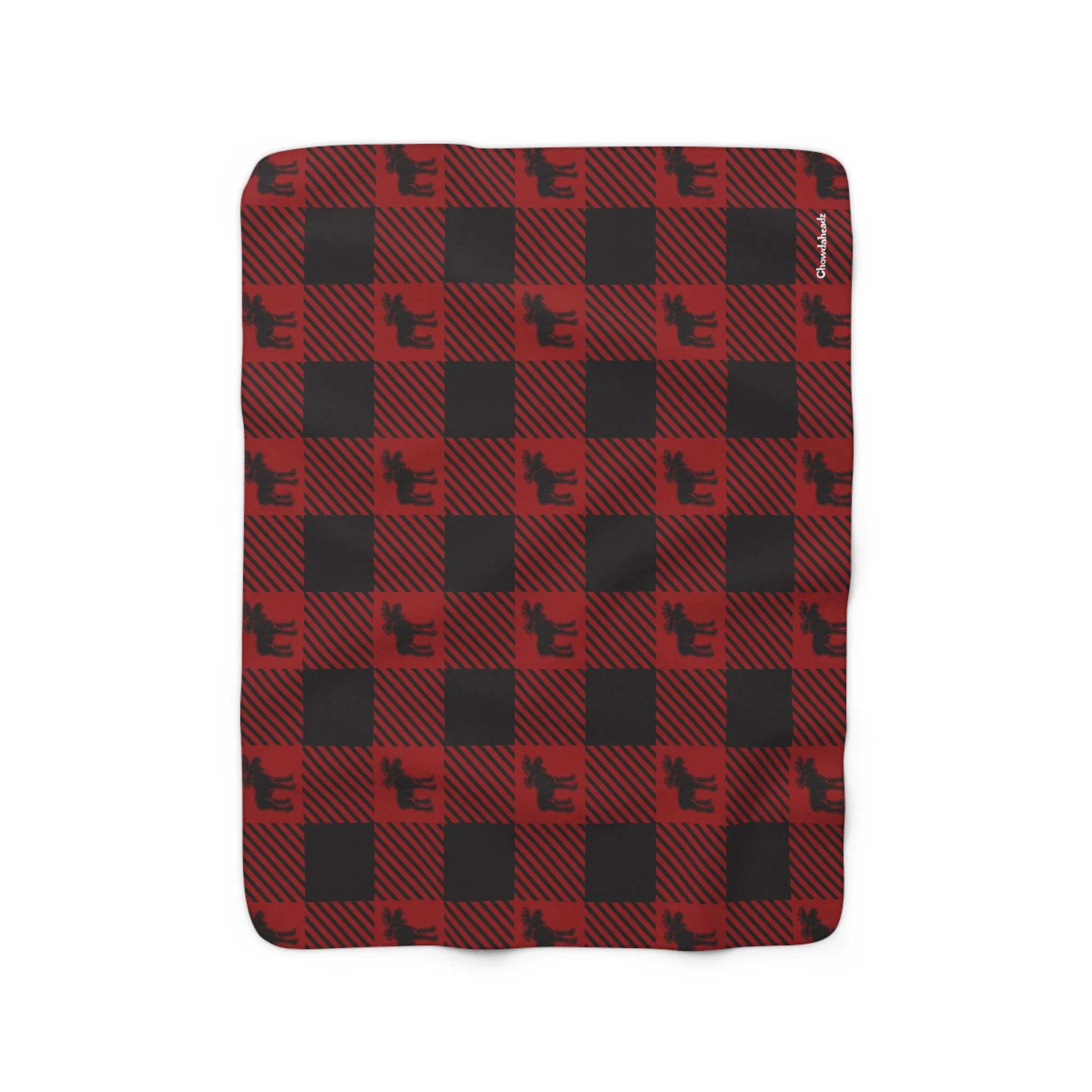 Moose Buffalo Plaid Sherpa Fleece Blanket