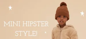New rise little earthling Pom Beanie, brown, Sz  12-18 Months!