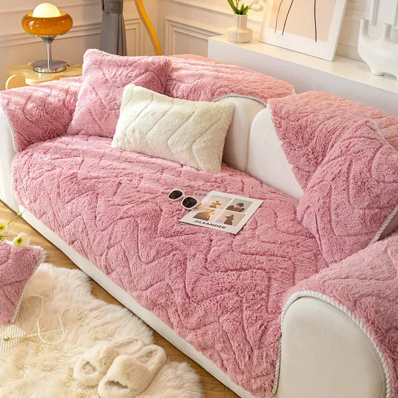 New Thicken Plush Sofa Slipcover Slip Resistant Sofa Towel Seat Cushion Chair Couch Cover Sofa Covers for Living Room Decor 1PC
