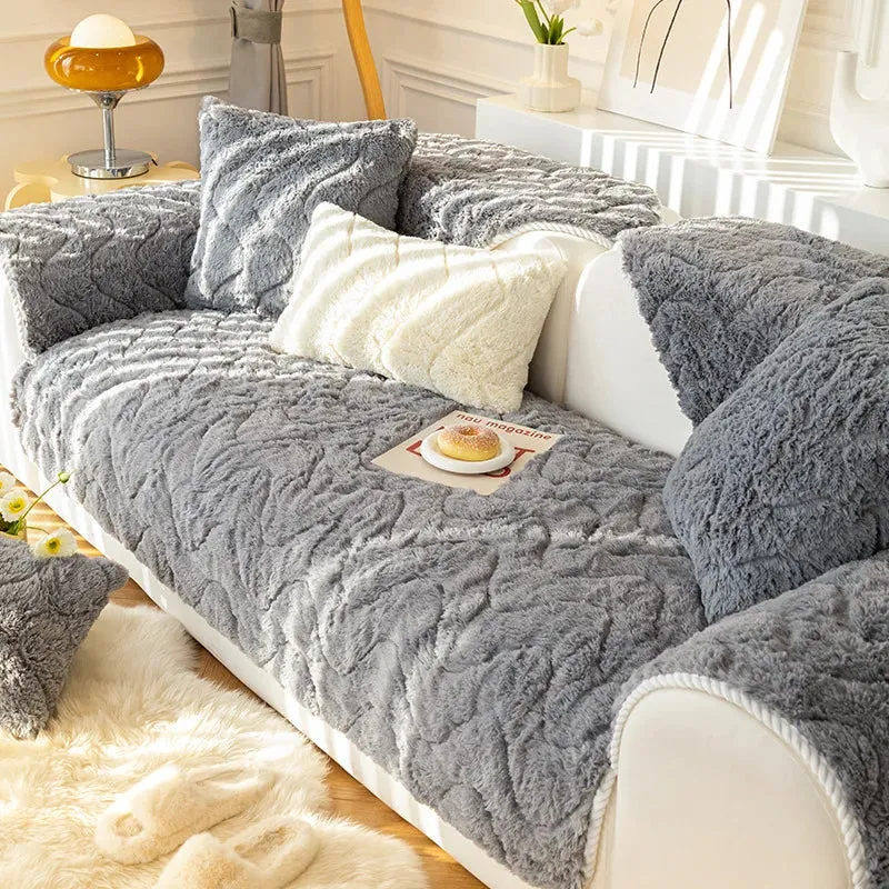 New Thicken Plush Sofa Slipcover Slip Resistant Sofa Towel Seat Cushion Chair Couch Cover Sofa Covers for Living Room Decor 1PC