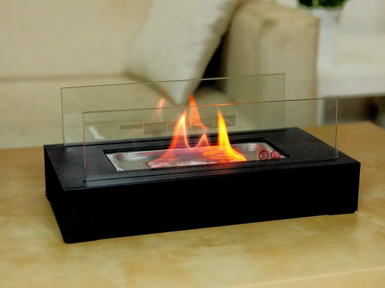 NEW WJC Shop Fire Desire's Cubic bio Ethanol Table Top Fireplace, Tempered Glass, Indoor Outdoor, Indoor/Outdoor Portable Smokeless Firepit, Black! Retails $70 