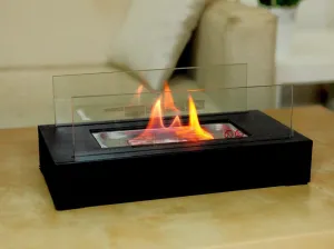 NEW WJC Shop Fire Desire's Cubic bio Ethanol Table Top Fireplace, Tempered Glass, Indoor Outdoor, Indoor/Outdoor Portable Smokeless Firepit, Black! Retails $70 