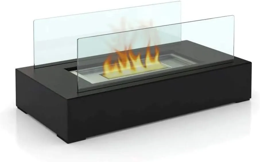 NEW WJC Shop Fire Desire's Cubic bio Ethanol Table Top Fireplace, Tempered Glass, Indoor Outdoor, Indoor/Outdoor Portable Smokeless Firepit, Black! Retails $70 