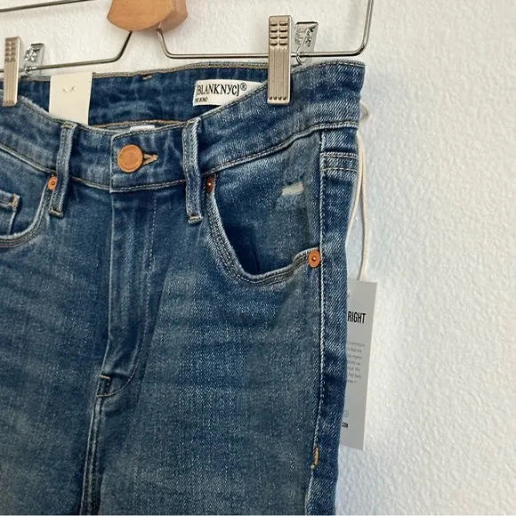 NWT Blank NYC Blue Mid-Rise Skinny Organic Cotton Blend Denim Jeans Size 28