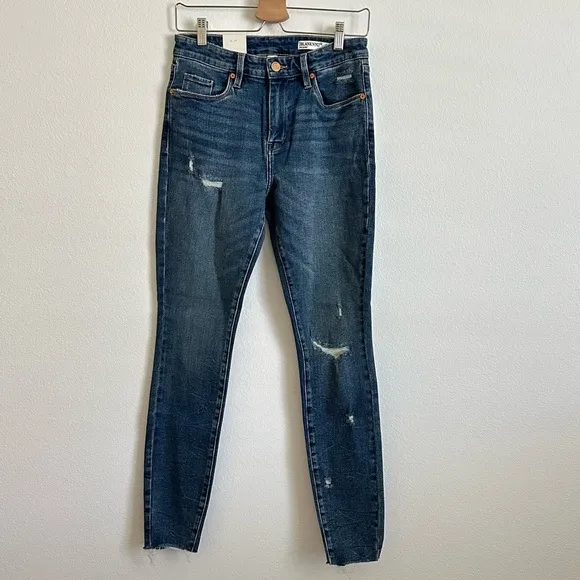 NWT Blank NYC Blue Mid-Rise Skinny Organic Cotton Blend Denim Jeans Size 28