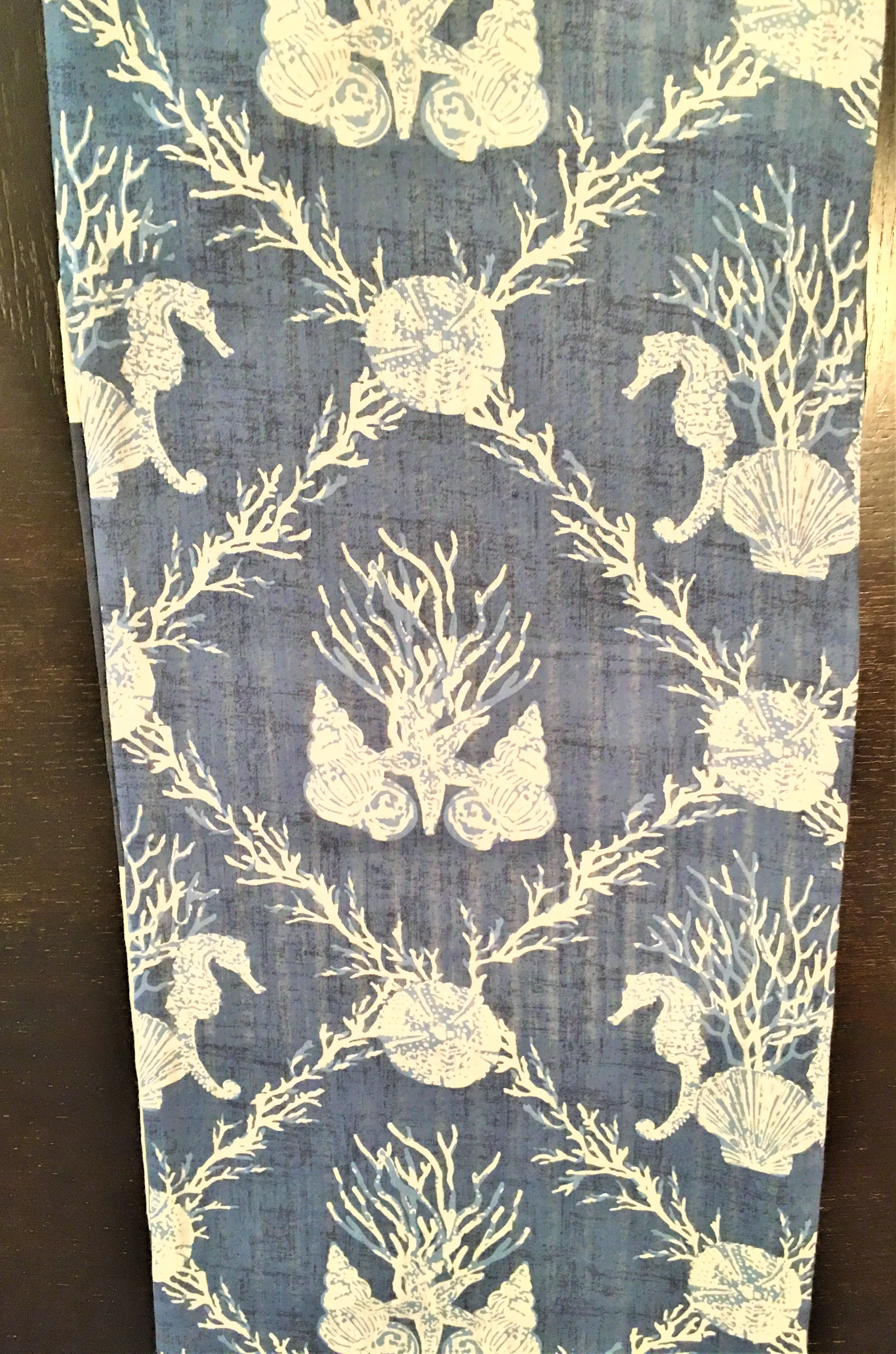 Ocean Sunrise Sea Shell, Sea Horse Reversible Table Runner 86 Long X 14W