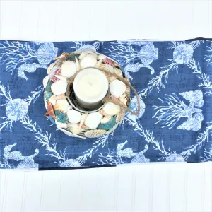 Ocean Sunrise Sea Shell, Sea Horse Reversible Table Runner 86 Long X 14W