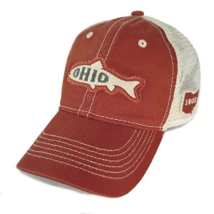 Ohio Fish Washed Trucker Hat - Rust