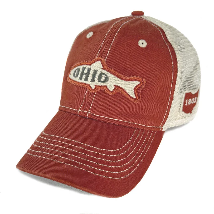 Ohio Fish Washed Trucker Hat - Rust